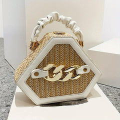 Ruched Top Handle Straw Shoulder Bag