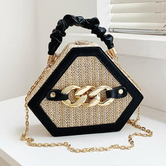 Ruched Top Handle Straw Shoulder Bag