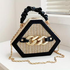 Ruched Top Handle Straw Shoulder Bag