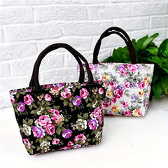 Flower Print Satchel Canvas Tote Bag Lightweight Shoulder Bag