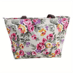 Flower Print Satchel Canvas Tote Bag Lightweight Shoulder Bag
