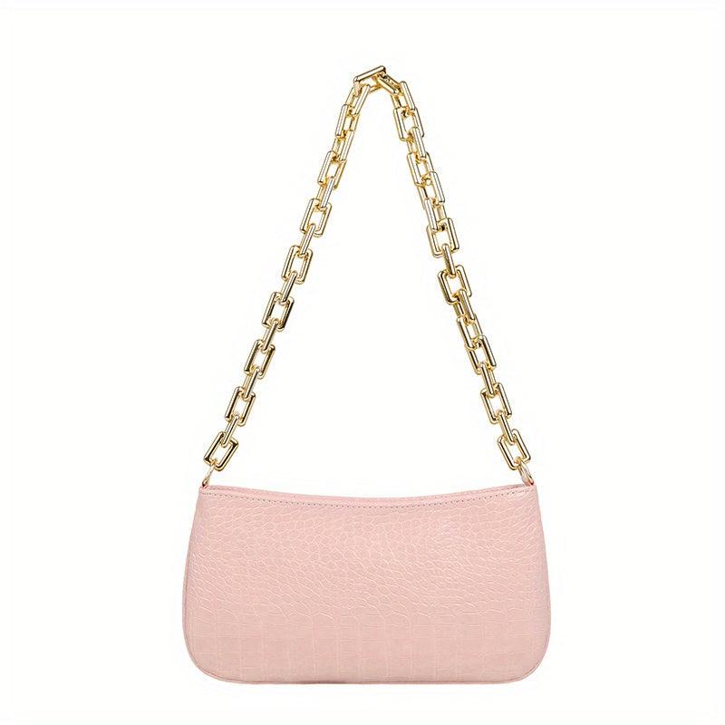 Retro Crocodile Pattern Underarm Bag Casual PU Leather Waterproof Shoulder Bag