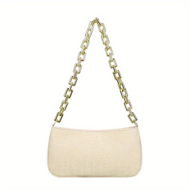 Retro Crocodile Pattern Underarm Bag Casual PU Leather Waterproof Shoulder Bag