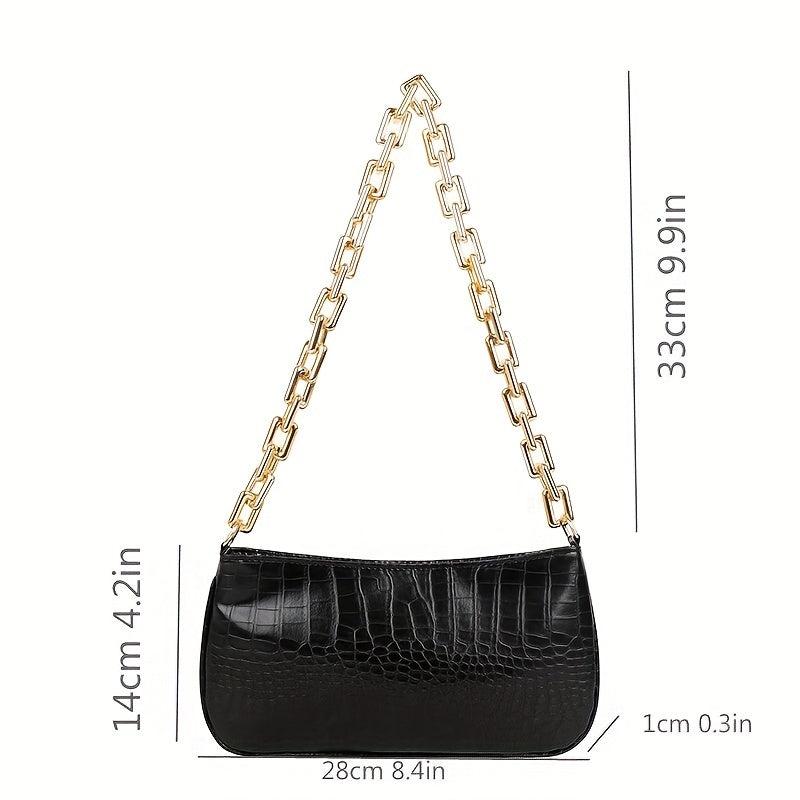 Retro Crocodile Pattern Underarm Bag Casual PU Leather Waterproof Shoulder Bag