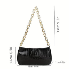 Retro Crocodile Pattern Underarm Bag Casual PU Leather Waterproof Shoulder Bag