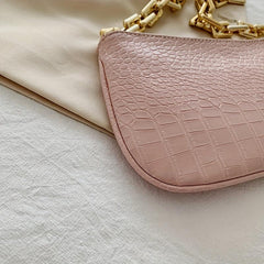 Retro Crocodile Pattern Underarm Bag Casual PU Leather Waterproof Shoulder Bag