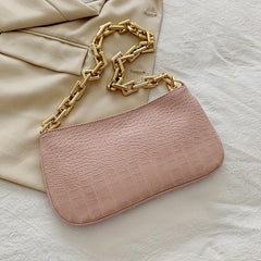 Retro Crocodile Pattern Underarm Bag Casual PU Leather Waterproof Shoulder Bag