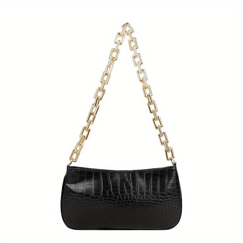 Retro Crocodile Pattern Underarm Bag Casual PU Leather Waterproof Shoulder Bag