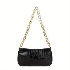 Retro Crocodile Pattern Underarm Bag Casual PU Leather Waterproof Shoulder Bag