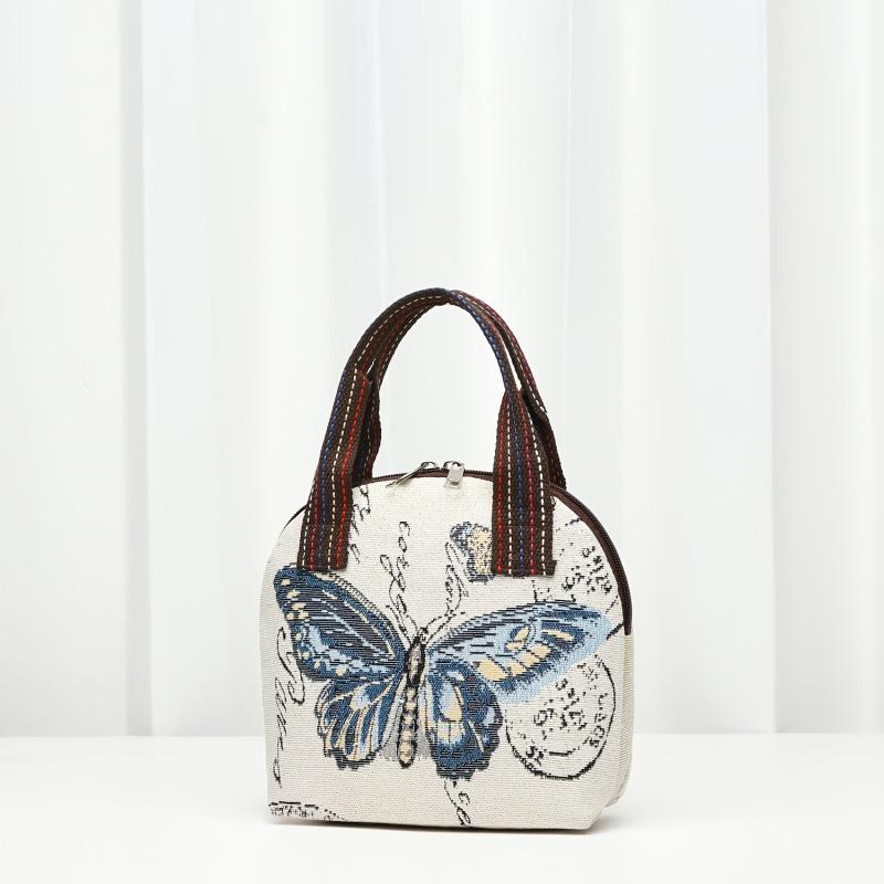 Canvas Animal Pattern Handbag Zipper Tote Bag