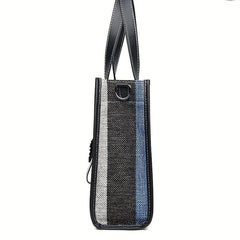 Striped Canvas Tote Bag Large Capacity Shoulder Bag Colorblock Handbags