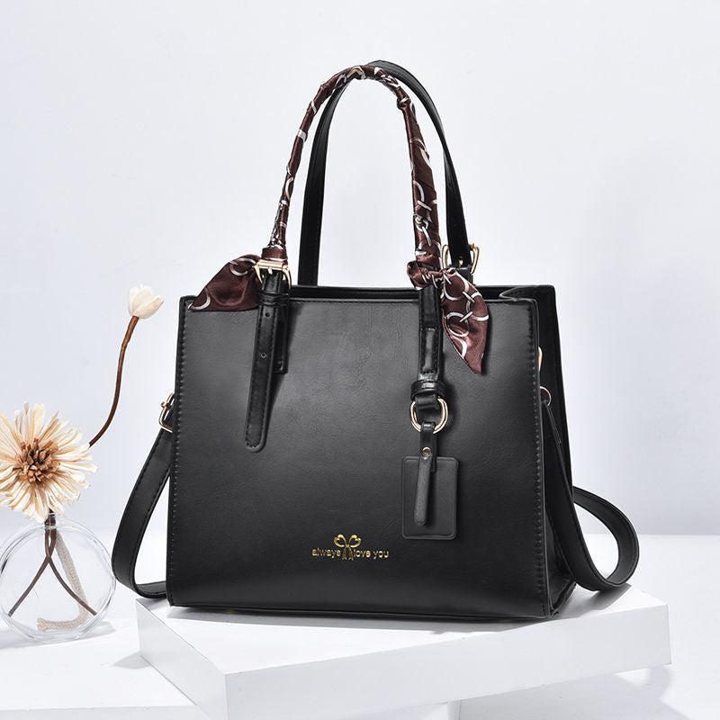 Crocodile Pattern Handbag with Scarf Decor