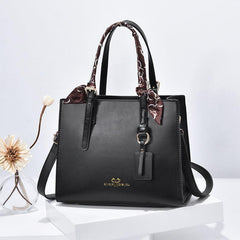 Crocodile Pattern Handbag with Scarf Decor