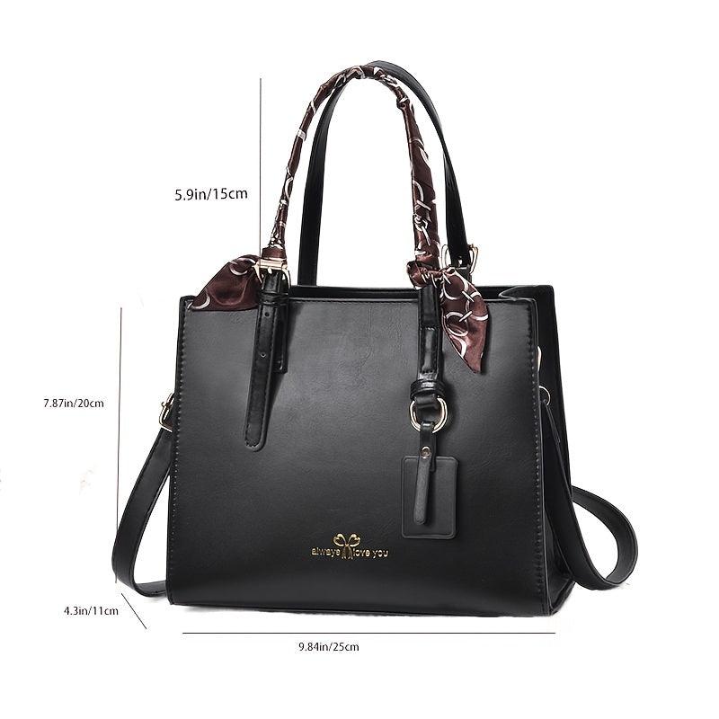 Crocodile Pattern Handbag with Scarf Decor