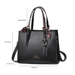 Crocodile Pattern Handbag with Scarf Decor
