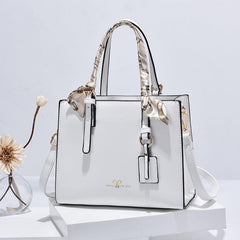 Crocodile Pattern Handbag with Scarf Decor