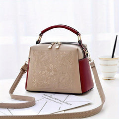Women's Embroidered Crossbody Handbag Faux Leather Purse