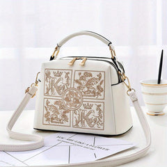 Women's Embroidered Crossbody Handbag Faux Leather Purse