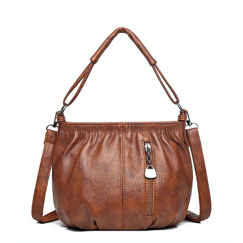 Vintage PU Leather Crossbody Bag Retro Shoulder Bag