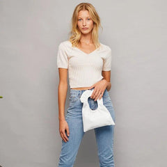 Ruched Mini Handbag Clutch Bag for Women