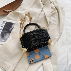 Crocodile Embossed Square Satchel Bag Stylish Shoulder Chain Bag