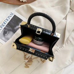 Crocodile Embossed Square Satchel Bag Stylish Shoulder Chain Bag