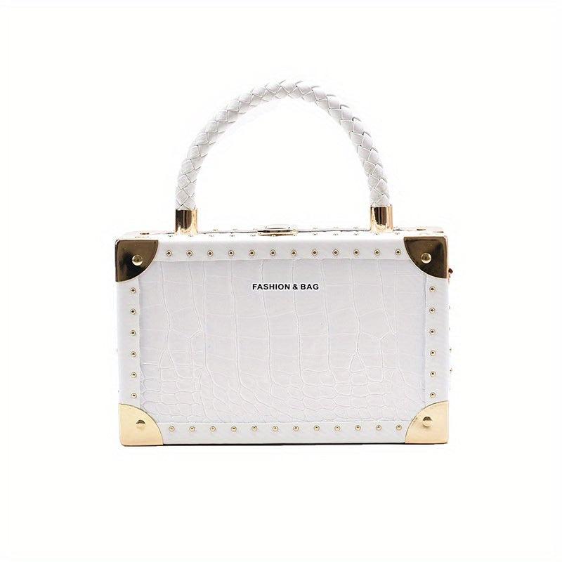Crocodile Embossed Square Satchel Bag Stylish Shoulder Chain Bag