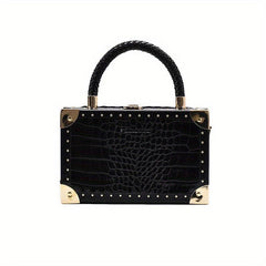 Crocodile Embossed Square Satchel Bag Stylish Shoulder Chain Bag