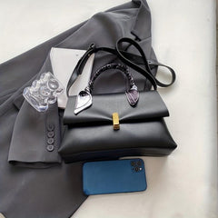 Textured Scarf Handle Crossbody Flap Bag