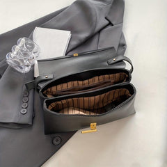 Textured Scarf Handle Crossbody Flap Bag