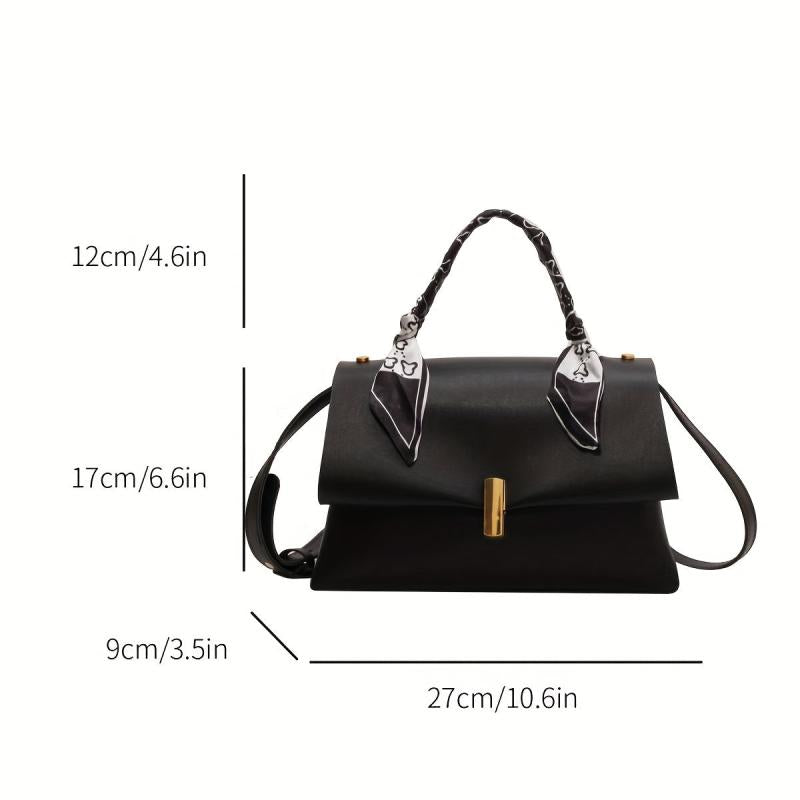 Textured Scarf Handle Crossbody Flap Bag