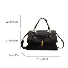 Textured Scarf Handle Crossbody Flap Bag