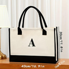 Print Canvas Tote Bag Large Capacity Solid Shoulder Bag Women's Handbag