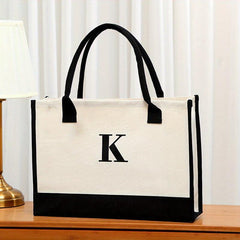 Print Canvas Tote Bag Large Capacity Solid Shoulder Bag Women's Handbag