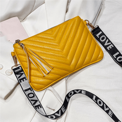 Tassel Crossbody Bag Embossed Design PU Leather Shoulder Bag