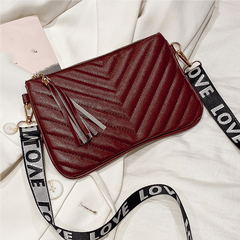 Tassel Crossbody Bag Embossed Design PU Leather Shoulder Bag