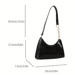 Crocodile Embossed Chain Shoulder Bag Crescent Handbag