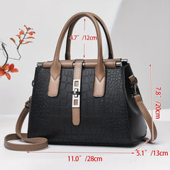 Crocodile Embossed Shoulder Bag with Pom Pom Decor