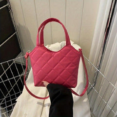 Fashionable Argyle Pattern Shoulder Bag Solid Quilted Satchel Bag