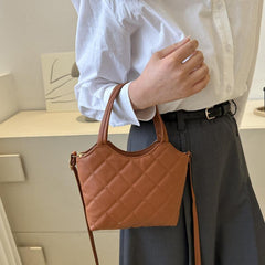 Fashionable Argyle Pattern Shoulder Bag Solid Quilted Satchel Bag