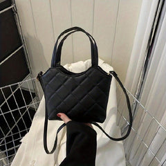 Fashionable Argyle Pattern Shoulder Bag Solid Quilted Satchel Bag