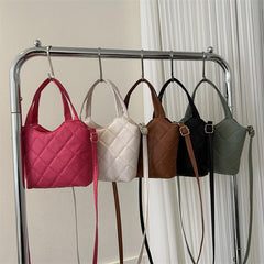 Fashionable Argyle Pattern Shoulder Bag Solid Quilted Satchel Bag