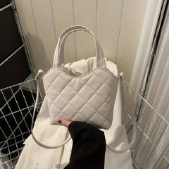 Fashionable Argyle Pattern Shoulder Bag Solid Quilted Satchel Bag