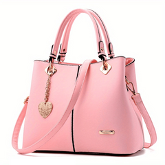 Metal Decor Top Handle Bag Large Capacity Shoulder Bucket Bag