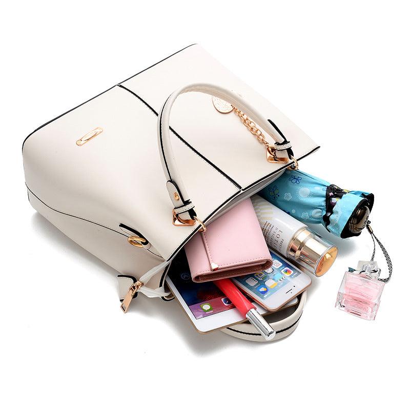 Metal Decor Top Handle Bag Large Capacity Shoulder Bucket Bag