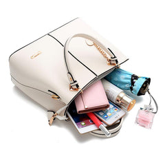 Metal Decor Top Handle Bag Large Capacity Shoulder Bucket Bag