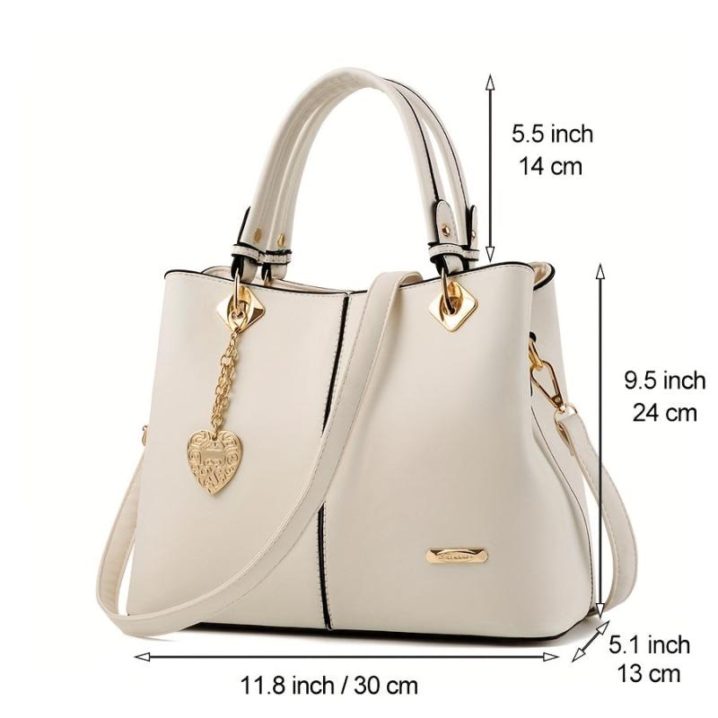 Metal Decor Top Handle Bag Large Capacity Shoulder Bucket Bag