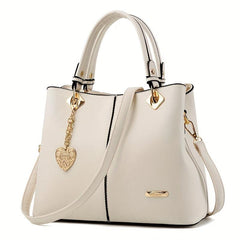 Metal Decor Top Handle Bag Large Capacity Shoulder Bucket Bag