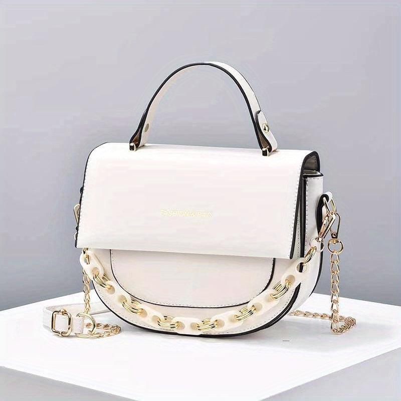 Letter Graphic Handbag Chain Crossbody Bag Small Flap Purse