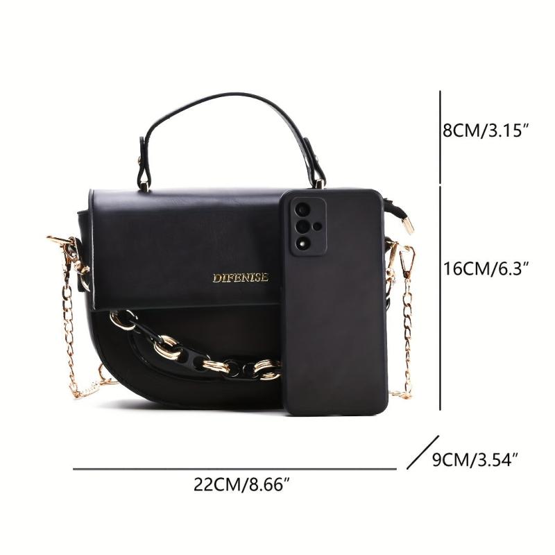 Letter Graphic Handbag Chain Crossbody Bag Small Flap Purse
